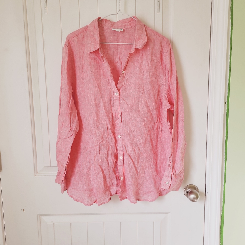 J.JILL Love Linen Casual Breathable Soft Longsleeve Button up Blouse